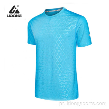 Camisa lisa do pescoço de seco rápido unisex executando o sportswear